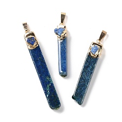Lapis Lazuli Natural Lapis Lazuli Big Pendants, with Golden Plated Brass Snap on Bails, Rectangle Charms, 20~74x8~14x6~16mm, Hole: 10x4mm