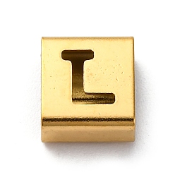 Letter L Ионное покрытие (ip) 304 квадратные подвески-слайдеры из нержавеющей стали, золотые, Письмо L, 9x8x4 мм, отверстие : 3.5x8.5 мм