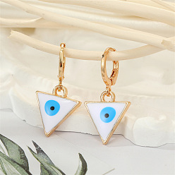 8 white triangular eyes Boho Triangle Heart Eye Earrings with Devil's Eye Charm - Colorful Ethnic Retro Jewelry