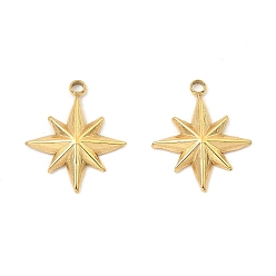 Real 18K Gold Plated 304 Stainless Steel Pendants, Star Charm, Real 18K Gold Plated, 16x13.5x2mm, Hole: 1.5mm