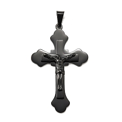 Черный 304 из нержавеющей стали большие кулоны, подвеска в виде креста-распятия, с 201 держателями для ледоруба из нержавеющей стали, чёрные, 57.5x35.5x5.5 мм, отверстие : 9x5 мм