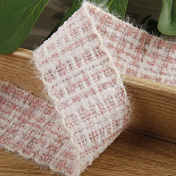 Pink 10 mètres de rubans tartan en coton et lin plats, accessoires du vêtement, rose, 1 pouces (25 mm)