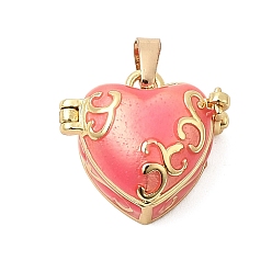 Бледно-фиолетовый Красный Латунь эмаль коробки молитве подвески, шарма сердца, бледно-фиолетовый красный, 20x18x11.5 мм, отверстие : 3 мм