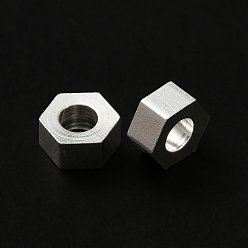 925 Sterling Silver Plated Brass Beads, Lead Free & Cadmium Free, Hexagon, 925 Sterling Silver Plated, 6x6.5x2.5mm, Hole: 3mm