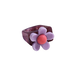 Purple A17-1-5-4 Vintage Resin Ring with Acrylic Inlaid Gemstone - Cute and Playful Design.