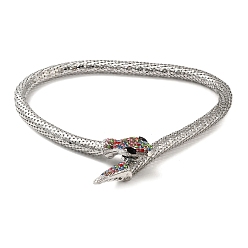 Platinum Alloy Popcorn Chain Necklaces, Colorful Rhinestone Magnetic Snake Necklace, Platinum, 22.05 inch(56cm)