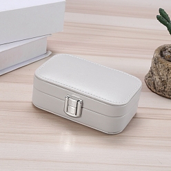 Silver Imitation Leather Jewelry Storage Boxes, for Earring, Bracelet, Ractangle, Silver, 7.5x12x4cm