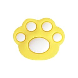 Yellow Bear Paw Food Grade Eco-Friendly Silicone Focal Beads, Chewing Beads For Teethers, Yellow, 28.5mm