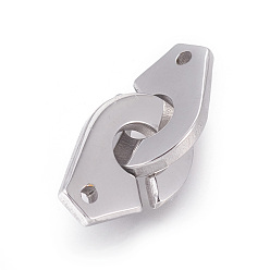 Stainless Steel Color 304 Stainless Steel Interlocking Clasps, Stainless Steel Color, 23x11mm, Hole: 1.5mm