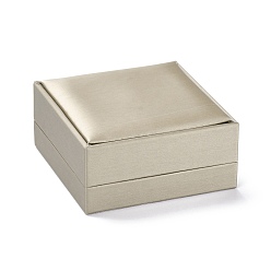 Bronze Boîte à bijoux en cuir pu, Pour pendentif, boîte d'emballage bague et bracelet, carrée, tan, 9x9x4.5 cm