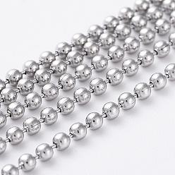 Stainless Steel Color 304 Stainless Steel Ball Chains, Stainless Steel Color, 3mm