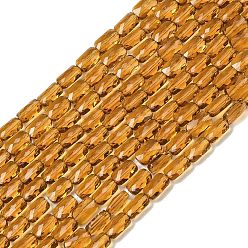 Темно-Золотистый Прозрачные стеклянные бусины, прямоугольные, граненые, темные золотарник, 7x4.5x3.5 мм, отверстие : 0.9 мм, около 79~80 шт / нитка, 21.65''~22.24'' (55~56.5 см)