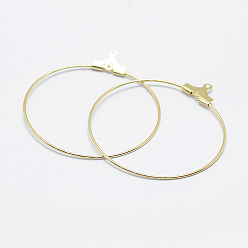 Real 18K Gold Plated Brass Pendants, Long-Lasting Plated, Nickel Free, Open Circle/Ring, Real 18K Gold Plated, 20 Gauge, 39~42x36~38x0.8mm, Hole: 1mm