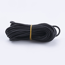 Noir PU cordons en cuir, pour la fabrication de bijoux, ronde, noir, 3 mm, environ 10 yards / bundle (9.144 m / paquet)