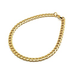 Golden 304 Stainless Steel Curb Chain/Twisted Chain Bracelet Making, with Lobster Claw Clasps, Golden, 8-1/4 inch(210mm), 5mm