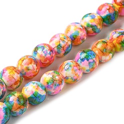 Colorful Synthetic Turquoise Dyed Camouflage Beads Strands, Fuel Injection Effect, Round, Colorful, 8mm, Hole: 1.2mm, about 51pcs/strand, 14.76''(37.5cm)
