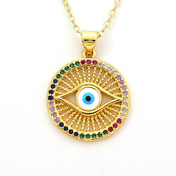 03 Evil Eye Necklace with Hand and Oil Drop Pendant in Copper Plated Gold
