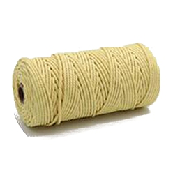 Light Goldenrod Yellow Cotton String Threads, Macrame Cord, Decorative String Threads, for DIY Crafts, Gift Wrapping and Jewelry Making, Light Goldenrod Yellow, 4mm, about 109.36 Yards(100m)/Roll