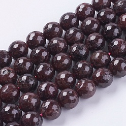 Garnet Natural Garnet Beads Strands, Faceted, Round, 10mm, Hole: 1mm, about 38pcs/strand, 15.75 inch