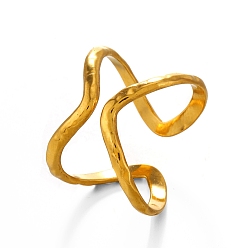 Золотой Открытые манжеты из нержавеющей стали, двухслойная линия ювелирных изделий для женщин, золотые, 16 мм, размер США 8 (18.1 мм)