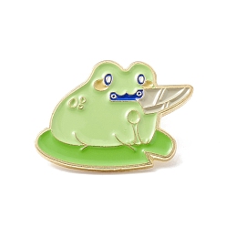 Green Frog Enamel Pin, Animal Alloy Badge for Backpack Clothes, Golden, Green, 20.5x27.5x1.5mm, Pin: 1mm