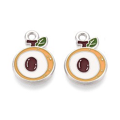 Белый Эмалевые подвески из фруктового сплава, лонган, платина, белые, 18x13x1.5 мм, отверстие : 1.8 мм