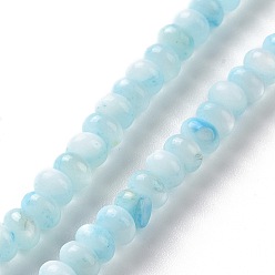 Light Sky Blue Natural Cultured Freshwater Shell Beads Strands, Dyed, Rondelle, Light Sky Blue, 5x3~3.5mm, Hole: 0.9mm, about 113pcs/strand, 15.47 inch(39.3cm)