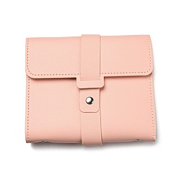 Pink PU Imitation Leather Earring Storage Bags, Portable Travel Jewelry Earring Organizer Bag, Rectangle, Pink, 16.3x14.2x3.3cm, Hole: 1.5mm