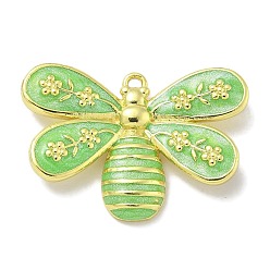 Весенне-зеленый Подвески из латуни с эмалью в стойку, долговечный, без свинца и без кадмия, обереги от насекомых, реальный 18 k позолоченный, весенний зеленый, 18x25.5x3.8 мм, отверстие : 1.5 мм