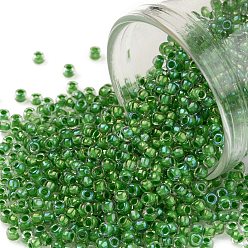 (184) Inside Color Luster Crystal/Spearmint Lined TOHO Round Seed Beads, Japanese Seed Beads, (184) Inside Color Luster Crystal/Spearmint Lined, 11/0, 2.2mm, Hole: 0.8mm, about 1110pcs/10g