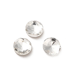 Crystal Glass Rhinestone Cabochons, Point Back & Back Plated, Faceted, Flat Round, Crystal, 6x2.7mm