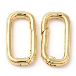 Real 18K Gold Plated Brass Spring Gate Rings, Cadmium Free & Lead Free, Long-Lasting Plated, Rectangle, Real 18K Gold Plated, 19.5x10x3mm