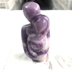 Lepidolite Natural Lepidolite Carved Healing Couple Figurines, Reiki Energy Stone Display Decorations, 40x30x80mm