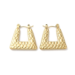 Real 18K Gold Plated Rack Plating 304 Stainless Steel Hoop Earrings for Women, Trapezoid, Real 18K Gold Plated, 22x22.5x3mm