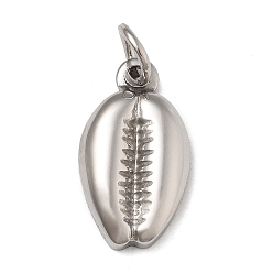 Нержавеющая Сталь Цвет 304 подвески из нержавеющей стали, каури оболочки, цвет нержавеющей стали, 18.6x10.4x3.6 мм, отверстие : 5 мм