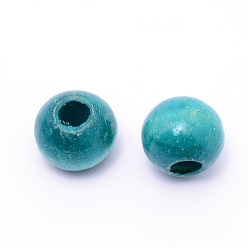 Dark Cyan Spray Painted Xanthorroea Wood Beads, Round, Dark Cyan, 20x16.5mm, Hole: 7mm, 100pcs/bag