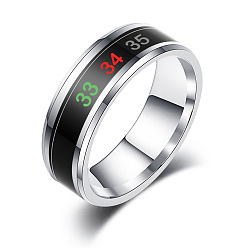 Stainless Steel Color Mood Ring, Titanium Steel Temperature Monitor Finger Ring, Body Temperature Display Ring, Stainless Steel Color, US Size 6(16.5mm)
