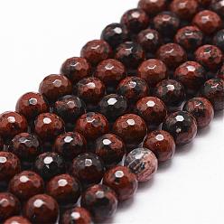 Mahogany Obsidian Natural Mahogany Obsidian Beads Strands, Faceted, Round, 10mm, Hole: 1mm, about 37pcs/strand, 14.9 inch~15.1 inch