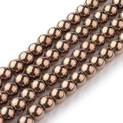 Copper Plated Electroplate Glass Beads Strands, Round, Copper Plated, 3mm, Hole: 1mm, about 100pcs/strand, 23.6 inch
