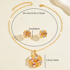 (52) Непрозрачная лаванда Комплекты из винтажных латунных серег-гвоздиков и ожерелий с подвесками в виде цветов для женщин, разноцветные, ожерелья: 15.35 дюйм (39 см)