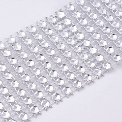 Silver 8 Rows Plastic Diamond Mesh Wrap Roll, Rhinestone Crystal Ribbon, Cake Wedding Decoration, Silver, 40x1mm, about 10yards/roll(9m/roll)
