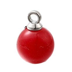 Красный Подвески из АБС-пластика с жемчугом, круглые, с петлей из платинового сплава, красные, 11x8 мм, отверстие : 1.6 мм