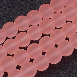 Легкий Лосось Стеклянные бусины, окрашенные, прозрачные, матовые, круглые, светлый померанцевый, 10 мм, отверстие : 1.3~1.6 мм, около 80 шт / нитка, 31.4 дюйм