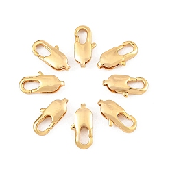 Real 18K Gold Plated SHEGRACE Brass Lobster Claw Clasps, Long-Lasting Plated, Cadmium Free & Nickel Free & Lead Free, Real 18K Gold Plated, 12.5x6x3mm, Hole: 1mm