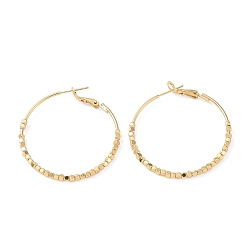 Golden Brass Round Ring Hoop Earrings, with 925 Sterling Silver Pin for Women, Golden, 41.5x40x2.5mm