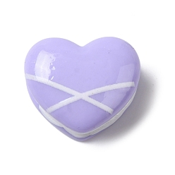 Lilac Opaque Resin Imitation Food Decoden Cabochons, Heart Macaron, Lilac, 15x17.5x10mm