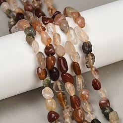 Rutilated Кварц Природные Rutilated кварцевые нити бисера, овальные, 6~10x4~7x4~7 мм, отверстие : 1 мм, около 43~62 шт / нитка, 15.7 дюйм