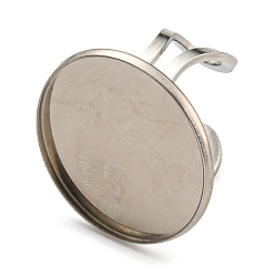 Нержавеющая Сталь Цвет Не тускнеет 304 фурнитура для открытых манжет из нержавеющей стали, настройки кольца чашки безеля, плоско-круглые, цвет нержавеющей стали, внутренний диаметр: 18 мм, лоток : 25 мм