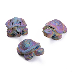 Multi-color Plated Electroplate Natural Druzy Agate Beads, Gemstone Home Display Decorations, No Hole/Undrilled, Tortoise, Multi-color Plated, 50~51x34~37.5x25~27mm