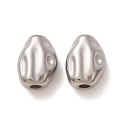Stainless Steel Color 304 Stainless Steel Beads, Hammered Irregular Oval, Stainless Steel Color, 8x6x4mm, Hole: 1.5mm